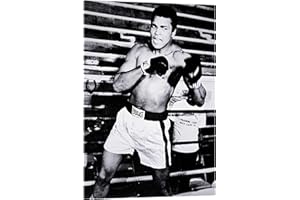 Posterlounge Mohamed Ali Tableau en verre acrylique Tableaux pour toutes les pièces 30 x 40 cm Noir et blanc Idées cadeaux Décoration murale