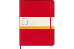 Moleskine - Cuaderno Clásico con Hojas Rayadas, Tapa Blanda y Cierre Elástico, Color Rojo Escarlata, Tamaño Extra Grande 19 x 25 cm, 192 Hojas