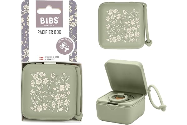 BIBS Liberty Boîte pour sucettes de, avec sangle, pour ranger et transporter les sucettes, peut contenir jusqu’à trois sucettes, sans bisphénol A, fabriqué au Danemark., Taille unique, Capel Sage