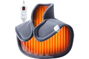 ALLJOY Termoforo Cervicale e Spalle, 22"x18" Cuscinetto Termico Riscaldato per Collo, 4 Livelli di Calore, 2.2LB, 90 Mins Spegnimento Automatico, Lavabile in Macchina