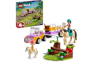 LEGO Friends Remolque para Caballo y Poni de Juguete - Mini Muñecos de Liann y Zoya, Figuras de Animales, Maqueta de Coche y Accesorios - Regalo para Niñas y Niños de 4+ Años 42634