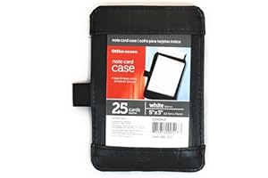 Office Depot Note Card Case, Size 5" x 3" (12.7cm x 7.6cm) Index Card Holder, Includes 25 Ruled Index Cards, Black Faux Leather, Front and Back Viewing Options, Notecard Holder