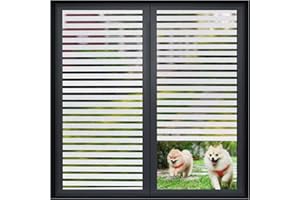 Coavas Window Film Privacy Blinds Film for Glass Window Vertical Stripes Stickers Patterns Static Cling Vinyl Self Adhesive UV Blocker Frosting Film Christmas Window Decoration Door Office 90x300cm