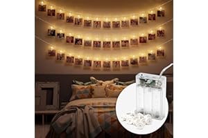 Cobus CozyHome Foto Lichterkette Fotoclips - 30 LED mit Klammern & 5m Timer Batterie I Fotolichterketten Für Polaroid Fotos I Fotokette Bilderwand Deko Jugendzimmer I Geschenke für Mädchen & Teenager