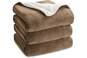 Bedsure Sherpa Blanket Camel wysokiej jakości koce przytulne koce, bardzo gruby ciepły koc na sofę / kocyk na kanapę w dwustronnym, super puszysty koc polarowy 220x240 cm jako narzuta na sofę lub koc do salonu