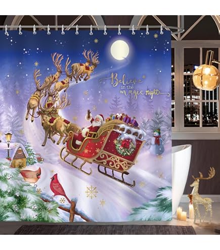 Bonhause Tenda Doccia Natale Gnomi Pupazzo Di Neve Pino Nevoso