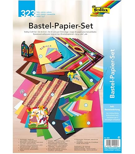folia 70251 - set gevlochten papier, 24 vellen DIN A4, inclusief 300 vlechtstrips, 8 verschillende kleuren, kleurrijk