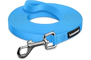 Looxmeer Guinzaglio Addestramento per Cani, Guinzaglio per Cani 3M 5M 10M 15M 20M 25M 30M Lunghina Cane Leggero Durevole con Moschettone a D, Manopola di Sicurezza, Custodia Portabile, Blu Fluo