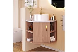 Racxily Mobiletti bagno,Lavabo sospeso 50 cm, lavabo 2 pezzi, lavabo angolare,Marrone