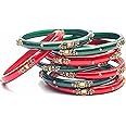 Swara Creations Traditional Glass Kada Bangles Set for women & girls Glossy Bangles Gemstone stone work Red Green Yellow Pink multicolor glass Kade