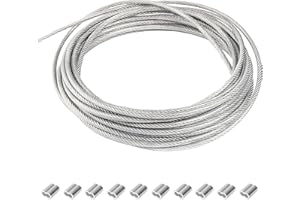 RRRST Drahtseil Edelstahl 18m/ 3mm, Stahlseil ummantelt, 304 Edelstahl, Edelstahlseil Stahlseil Stahldrahtseil Drahtkabel Kabelseil Stahlkabel