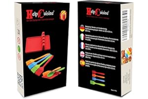 HelpCuisine® Pinceaux de Cuisine Lot de 4 Brosses Pinceaux de Pâtisserie + Repose ustensiles de Cuisine pour Cuisine Multiusage Outil BBQ, 24 Mois de Garantie!