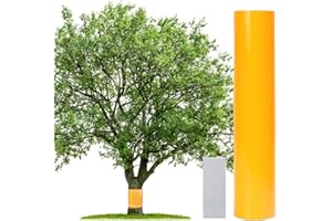 HAKOTOM Anneaux de colle autocollants pour arbres fruitiers, 25 cm x 3 m, piège à colle, ruban adhésif, colle à chenilles pour arbres, pièges à insectes collants, avec serre-câbles, protection d'arbre