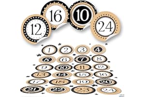 Logbuch-Verlag 24 autocollants chiffres pour un calendrier de l'Avent - décoration de Noël - sticker étiquettes autoadhésives ronds Ø 4 cm 1-24