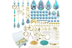 VEEKAY 425 Pièces Kits de Fabrication de Attrape-Soleil,DIY Cristal Suncatchers,Pendentif Cristal à Suspendre Attrape-Lumière,pour décoration de fenêtre,décoration de jardin,avec crochet de suspension