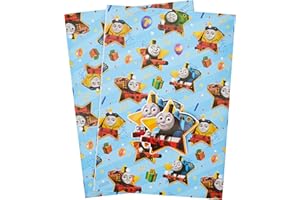 DANILO PROMOTIONS LIMITED Thomas & Friends Gift Wrapping Paper - Two Sheet Two Tag, Officially Licensed Gift Wrap, Thomas and Friends Recyclable Birthday Gift Wrap, Officially Licensed Gift Wrap