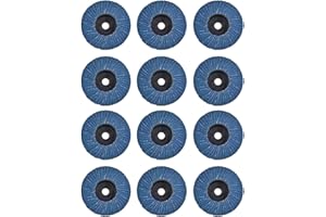 NIYATA 12 dischi a ventaglio, dischi abrasivi, dischi abrasivi, 75 mm, grana 40/60/80/120, set di lamelle per metallo, acciaio, legno, disco abrasivo, smerigliatrice angolare da 3 pollici, blu