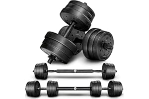 SPARTA Adjustable weights set for men and women—10kg, 20kg, 30kg. 2-in-1 dumbbells and barbell for strength training, weight lifting, bodybuilding, and effective full-body home workouts.