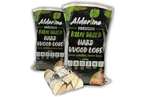 Alderline Kiln-Dried Birch Hardwood Logs 25 L - Ready to Burn firewood - Smokeless fire logs for wood burners, Stoves, Fire Pits, and More! - Pack 2