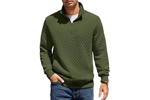 COOFANDY Hombre Sudadera con Cuello de Cremallera para Camiseta de Manga Larga de Invierno Suéter Alto Corte Regular Jersey con Cremallera 1/4 Sudadera