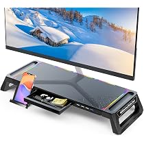 Rehausseur D'Écran Avec Hub USB Et Type-C - Support Moniteur Avec Rangement Et Éclairage RGB