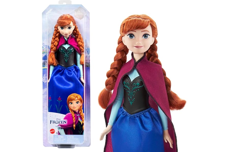 Mattel Disney Princess Dolls, Anna Posable Fashion Doll with Signature Clothing and Accessories, Disney's Frozen Movie Toys, HLW49