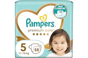 ‎PAMPERS Pampers Pieluchy Rozmiar 5 (11-16kg), Premium Care Pieluszki, 58 Sztuk, Najlepszy Komfort i Ochrona Wrażliwej Skóry od Pampers