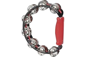 Halilit Hi-Lo Tambourine. High-end Half Moon Shape Cutaway Hand Percussion Musical Instrument. Percussionists of All Levels. Teens & Adults (Red)