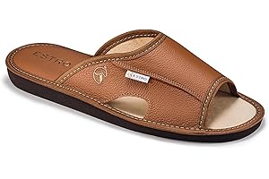 ESTRO Męskie Pantofle Skórzane Kapcie Męskie z Podeszwą Memory Foam VERANO