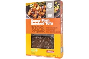 TofuTown Bio Super Firm Smoked Tofu (6x350g) | Handgefertigt aus Europäischen Bio-Sojabohnen | Hoher Proteinanteil & Rauchiger Geschmack, Vegan, Tofu geräuchert | Ideal als Fleischersatz
