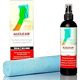 ALCLEAR 721KR Küchenfrontenreiniger 250ml mit Mikrofasertuch 40x40cm, für Hochglanzfronten, Lackfronten, Kunststoff, alkoholf