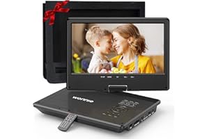 WONNIE 12.5" Portable DVD Player with 10.5" Swivel HD Screen,5-Hour Built-in Rechargeable Battery,with Car Headrest Case, Supports USB/SD Card/Sync TV, Regions Free