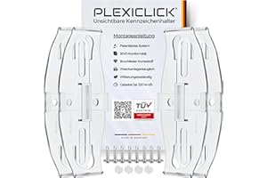 PLEXICLICK® Kennzeichenhalter 4X - TÜV Zertifiziert - Kennzeichenhalter Rahmenlos Transparent - Nummernschildhalterung Auto - Kennzeichenhalterung - Nummernschildhalter - Kfz Kennzeichen Halterung