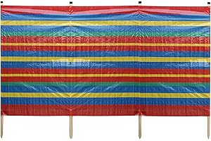 LG TRADERS LIMITED Wooden 4 5 6 8 10 Pole Colourful Tall Wind break Windbreaker Beach Sun Shelter Caravan festival Camping (4 POLE (4FT HIGH X 7FT LONG))