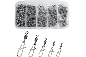 ‎REALURE Realure 100/200 Stück Rollende Angelwirbel mit Karabiner Edelstahl Wirbel Angeln Forellen Angeln Wirbelkarabiner Angel Wirbel fur Fischköder Wirbel Angelzubehör Wirbel 5 Größe 4# 6# 8# 10# 12#