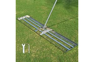SurmountWay Lawn leveling Rake with Heavy-duty Stainless Steel Suitable for Courtyard Golf-44 "x 10" Lawn leveler tool(7FT), ‎7FT,44 X 10IN, Silver