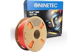 NINETEC Bio PLA+ filament PLA Plus 1,75 mm PLA Plus do drukarki 3D, szpula 1 kg, dokładność wymiarowa +/- 0,03 mm PLA+ FDM, materiał eksploatacyjny do drukarki PLA+ Pro Silk Fire