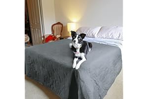 Pawsee Waterproof Dog Blanket for Couch, Washable Pet Couch Cover, Non-slip Bed Sofa Furniture Protector Mat 203 x 152 cm Grey