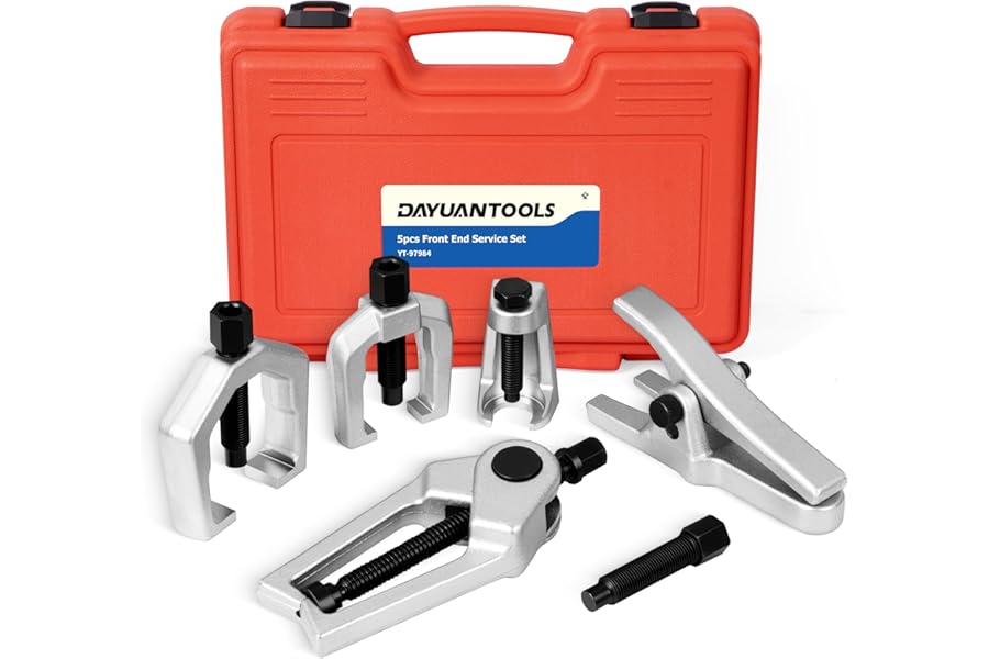 DAYUAN 5pcs Professional Front End Service Tool Kit, Pitman Arm Puller, Ball Joint Separator Tie Rod Remover Tool