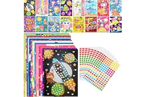 YOIRZIT Kit Mosaico per Bambini 16 Pezzi, Appiccicoso Fai da Te, Adesivi per Mosaico, Artigianato per Ragazze Arte Pittura