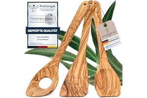 ‎GOLDENBERG GOLDENBERG® Premium Cooking Spoon Set – Made in Germany – Finest Olive Wood from Italy – Robust, Durable & Antibacterial Cooking Spoon Wood & Spatula Wood – Cooking Cutlery Set