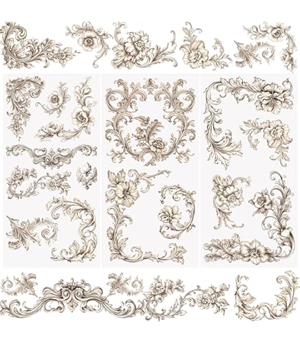 GOMAKERER 12 Feuille De 12 Transferts à Frotter De Style Autocollants De Transfert Imprimés Bleus à Frotter Pour Éléments Nautiques De 5.5x5.5 Pouce Pour Fenêtres Meubles Artisanat Scrapbooking