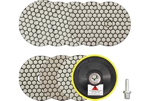 Diamantato Tamponi di Lucidatura Secco - 100mm 8pezzi Grana 50x3/100x2/200/400/800 con M14 Platorello+Adattatore per Granito Marmo Pietra Artificiale Quarzo per Smerigliatrice Angolare SANLEETEK