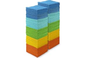AIDEA Panni per la Pulizia in Microfibra Confezione da 100, Strofinacci senza Pelucchi e senza Strisce, Asciugamano Riutilizzabile Lavabile per Casa, Cucina, Auto, Vetri, Pavimenti 30 x 30cm