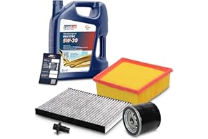 BESTPRICE Inspektionspaket Filterset mit 1x Ölfilter; 1x Luftfilter; 1x Innenraumfilter (Aktivkohle); 1x Ölablassschraube mit Dichtring; 1x Motoröl 5W-30 EUROLUB MULTITEC SAE 5 l