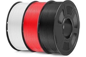 SUNLU PETG Filament 1.75mm, Neatly Wound Filament, Filament PETG Résistant pour Imprimante 3D, Précision Dimensionnelle +/- 0.02mm, 3kg (6.6lbs), Noir + Rouge + blanc