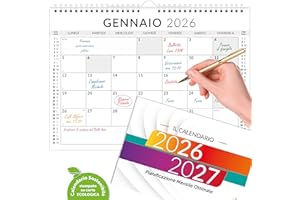 IL CALENDARIO POSITIVO Calendario 2026-2027 da Muro e Tavolo | Planner Mensile 18 mesi | da Appendere | Formato A4-21x30 cm | Gennaio 2026 - Giugno 2027