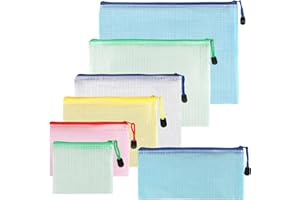 Xingsky Bolsa de Archivo de Cremallera 7 Piezas Bolsas de Documentos A4+A5+A6+B5+B6+B8+Bill, Malla Bolsas de Documentos A5, Bolsa Documentos A4 para Material de Oficina Escolar Suministros de Viaje