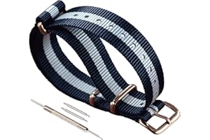 MZBUTIQ Correas para Relojes Delgado Nylon Reemplazo 4 Anillos Hebilla de Oro Rosa(10 12 13 14 15 16 17 18 20 22mm