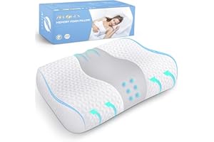 Zibroges Nackenkissen Kopfkissen Memory Foam Kissen, Komfortables Nackendesign Schlafkissen Ideal für Seitenschläfer/Rückenschläfer/Bauchschläfer, Waschbarer Kissenbezug, 60x40cm